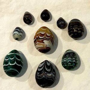Glass Eggs 9 eggs various sizes Art Lot of Glass Eggs Easter